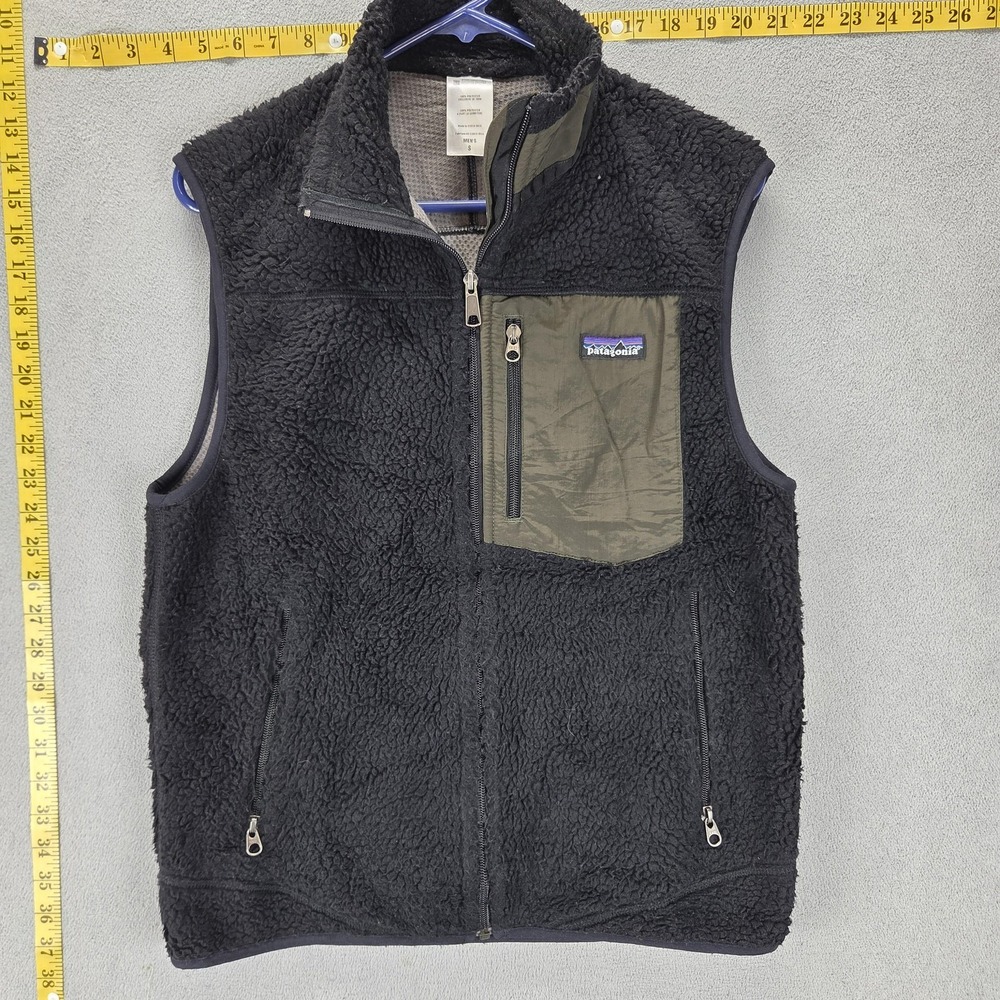 Patagonia Vest Mens Small Black Classic Retro-X‎ Fleece Full Zip Windproof Lined
